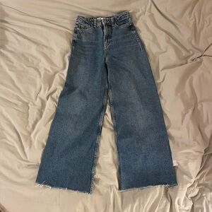 Zara Women's Denim Flare Wide Leg Jeans